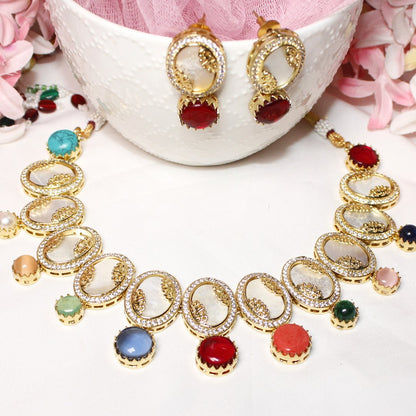 GULMOHAR - MOTHER OF PEARL STONE NECKLACE SET - MULTICOLOUR - Necklaces