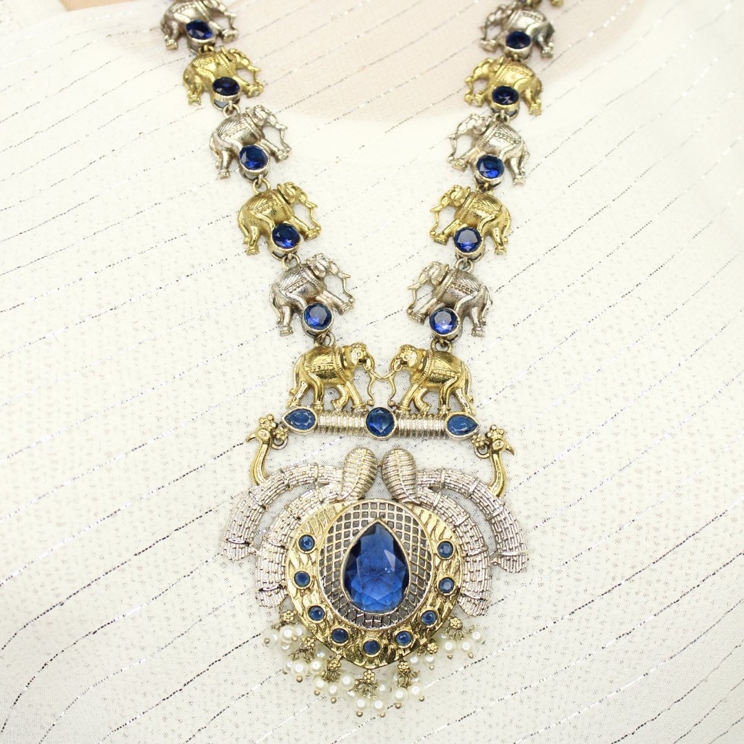 HAATHI PAIR DUAL TONE LONG HAAR - BLUE - Necklaces