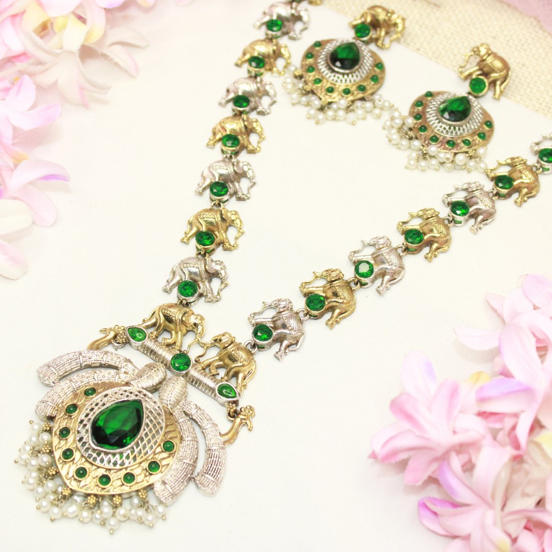 HAATHI PAIR DUAL TONE LONG HAAR - GREEN - Necklaces