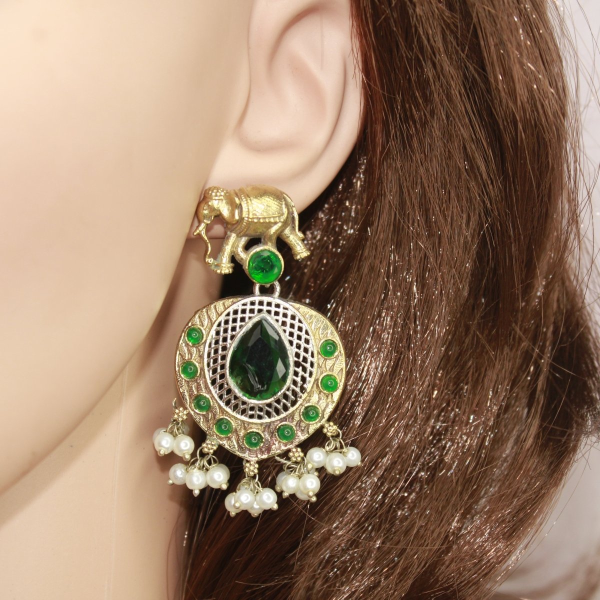 HAATHI PAIR DUAL TONE LONG HAAR - GREEN - Necklaces