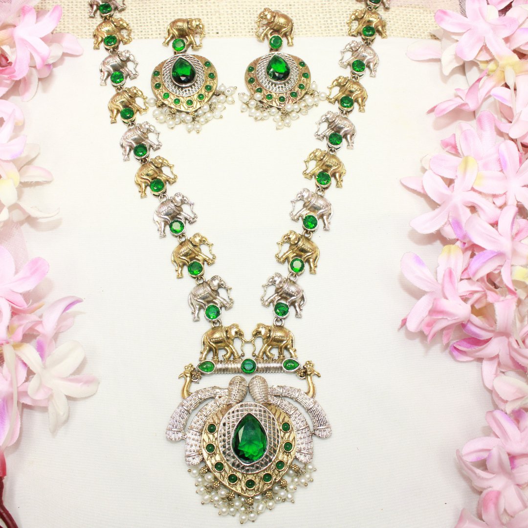 HAATHI PAIR DUAL TONE LONG HAAR - GREEN - Necklaces