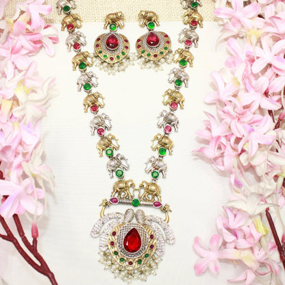 HAATHI PAIR DUAL TONE LONG HAAR - RED & GREEN - Necklaces