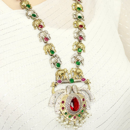 HAATHI PAIR DUAL TONE LONG HAAR - RED & GREEN - Necklaces