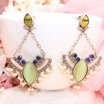 JHALRA CHANDBALI - GREEN & BLUE - EARRING