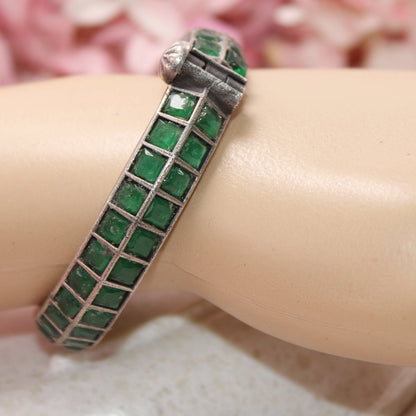 KAASHI - OXIDISED SILVER LOOK ALIKE KADA - GREEN - kada