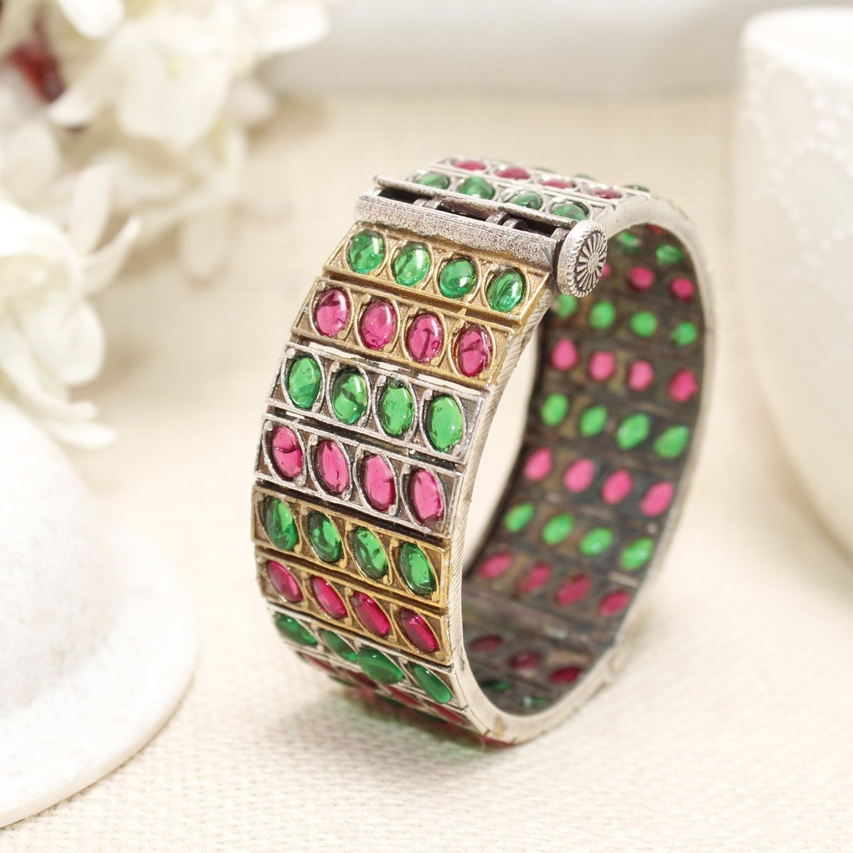 KALA DUAL - TONE MONALISA STONE KADA - RED & GREEN - kada