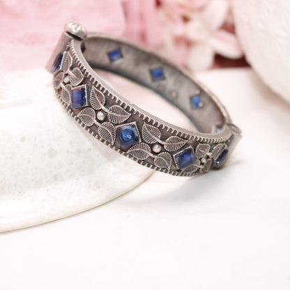 KALI - OXIDISED SILVER LOOK ALIKE KADA - BLUE - kada