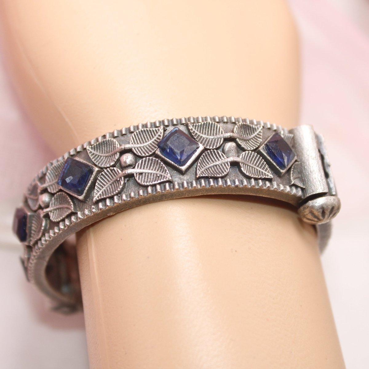 KALI - OXIDISED SILVER LOOK ALIKE KADA - BLUE - kada