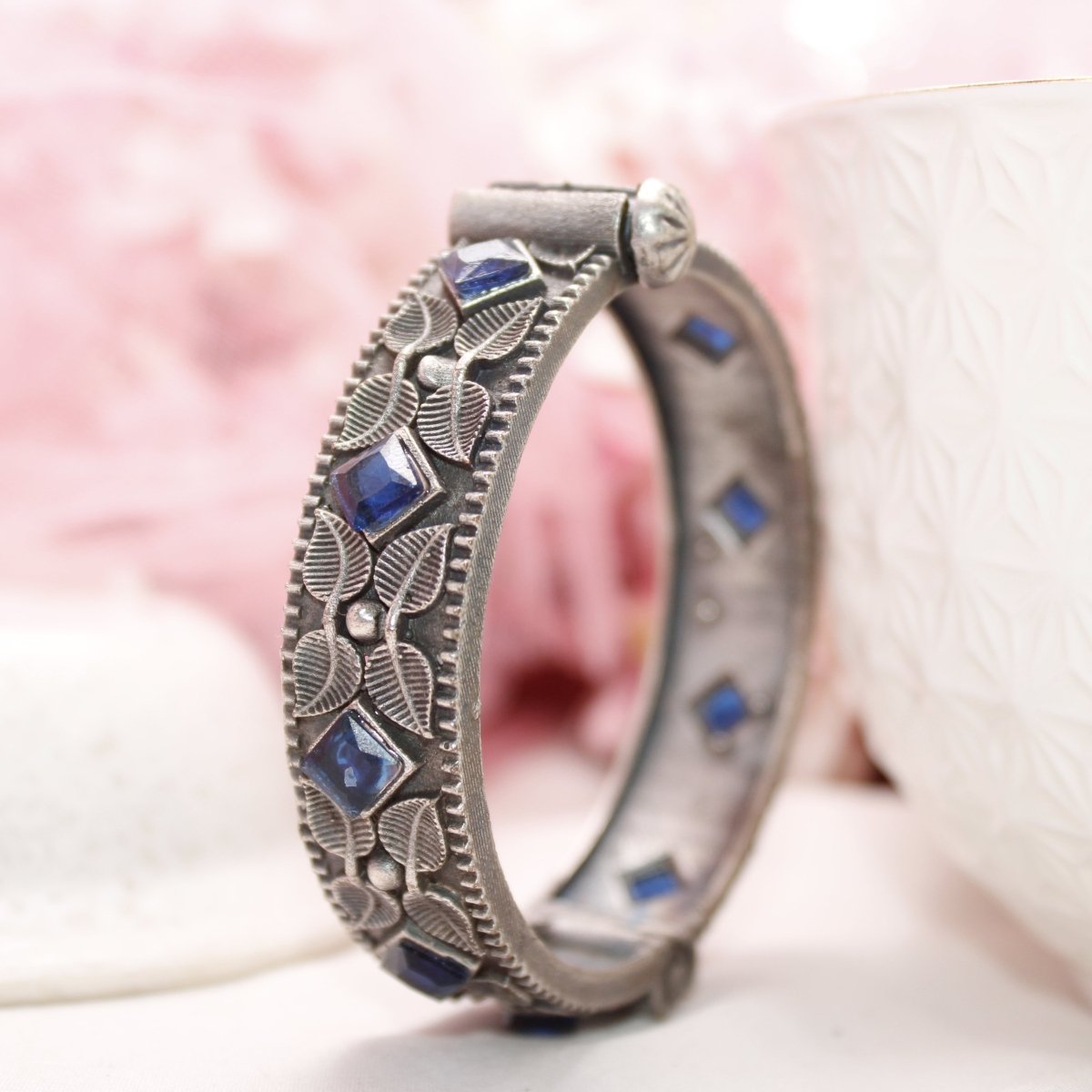 KALI - OXIDISED SILVER LOOK ALIKE KADA - BLUE - kada