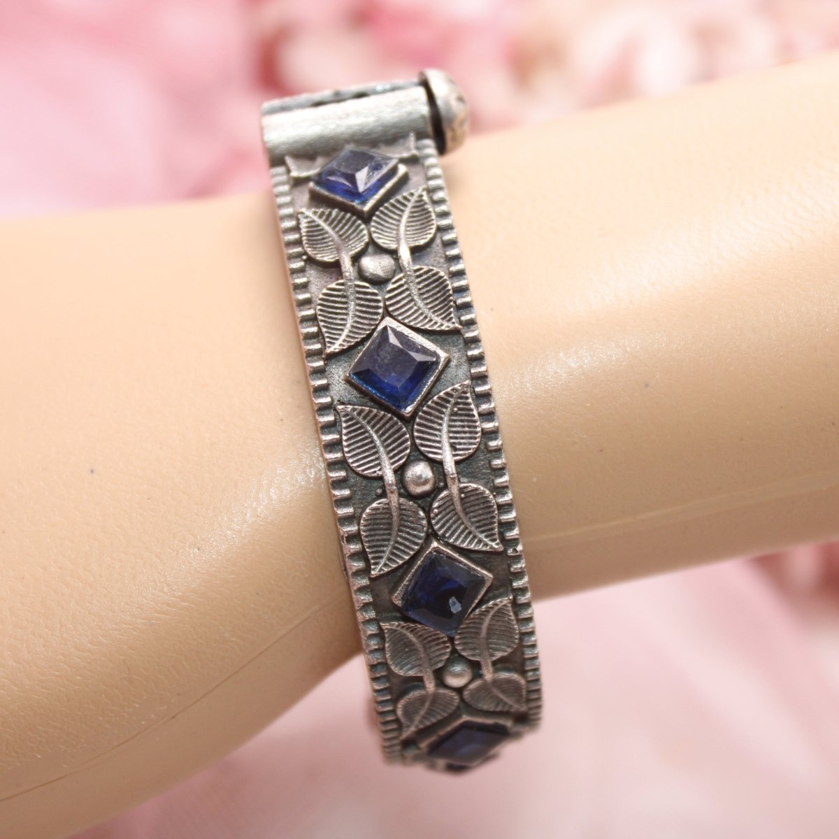 KALI - OXIDISED SILVER LOOK ALIKE KADA - BLUE - kada