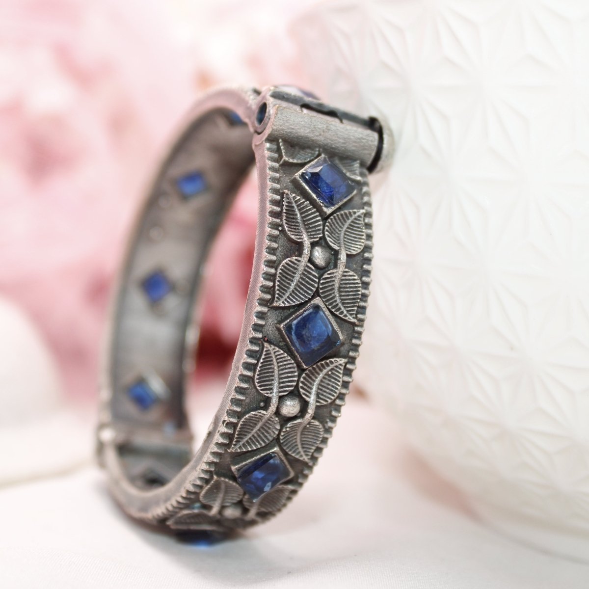 KALI - OXIDISED SILVER LOOK ALIKE KADA - BLUE - kada