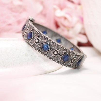 KALI - OXIDISED SILVER LOOK ALIKE KADA - BLUE - kada