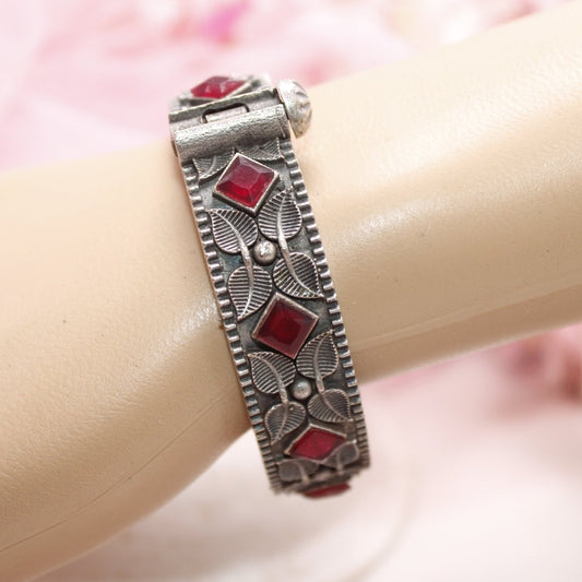 KALI - OXIDISED SILVER LOOK ALIKE KADA - RED - kada