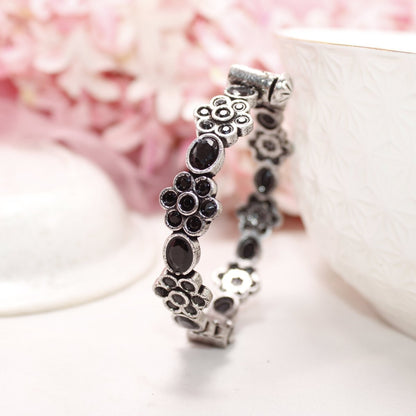 KALKI - OXIDISED SILVER LOOK ALIKE KADA - BLACK - kada