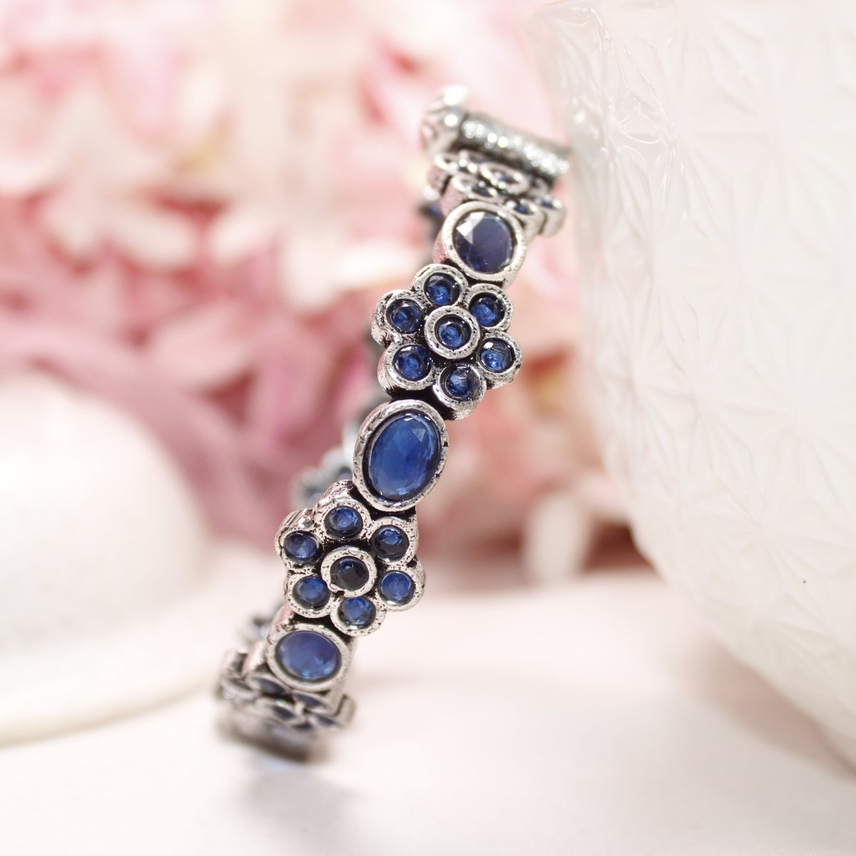 KALKI - OXIDISED SILVER LOOK ALIKE KADA - BLUE - kada