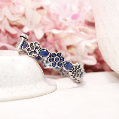 KALKI - OXIDISED SILVER LOOK ALIKE KADA - BLUE - kada