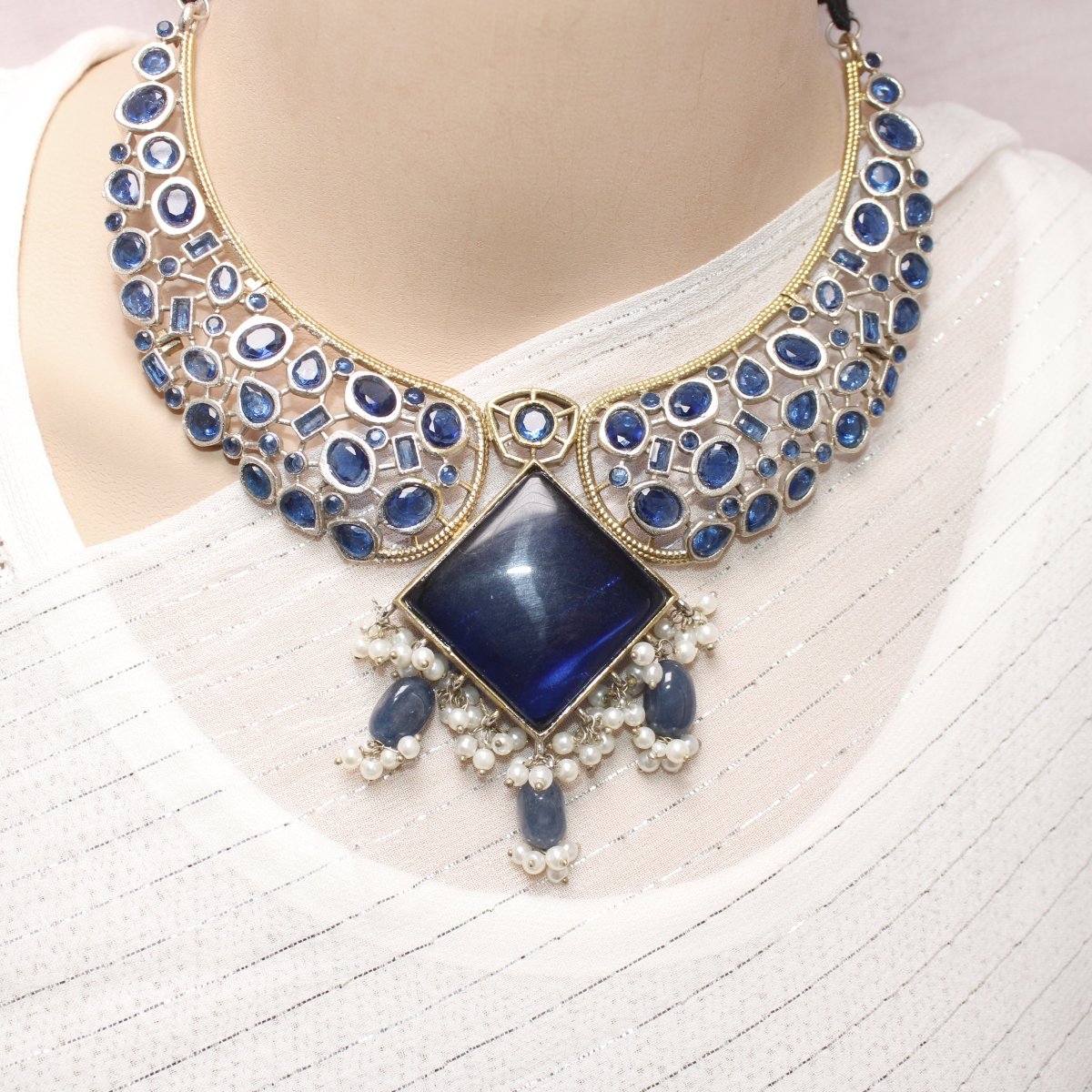 KANAK DUAL - TONE NECKLACE - BLUE - Necklaces