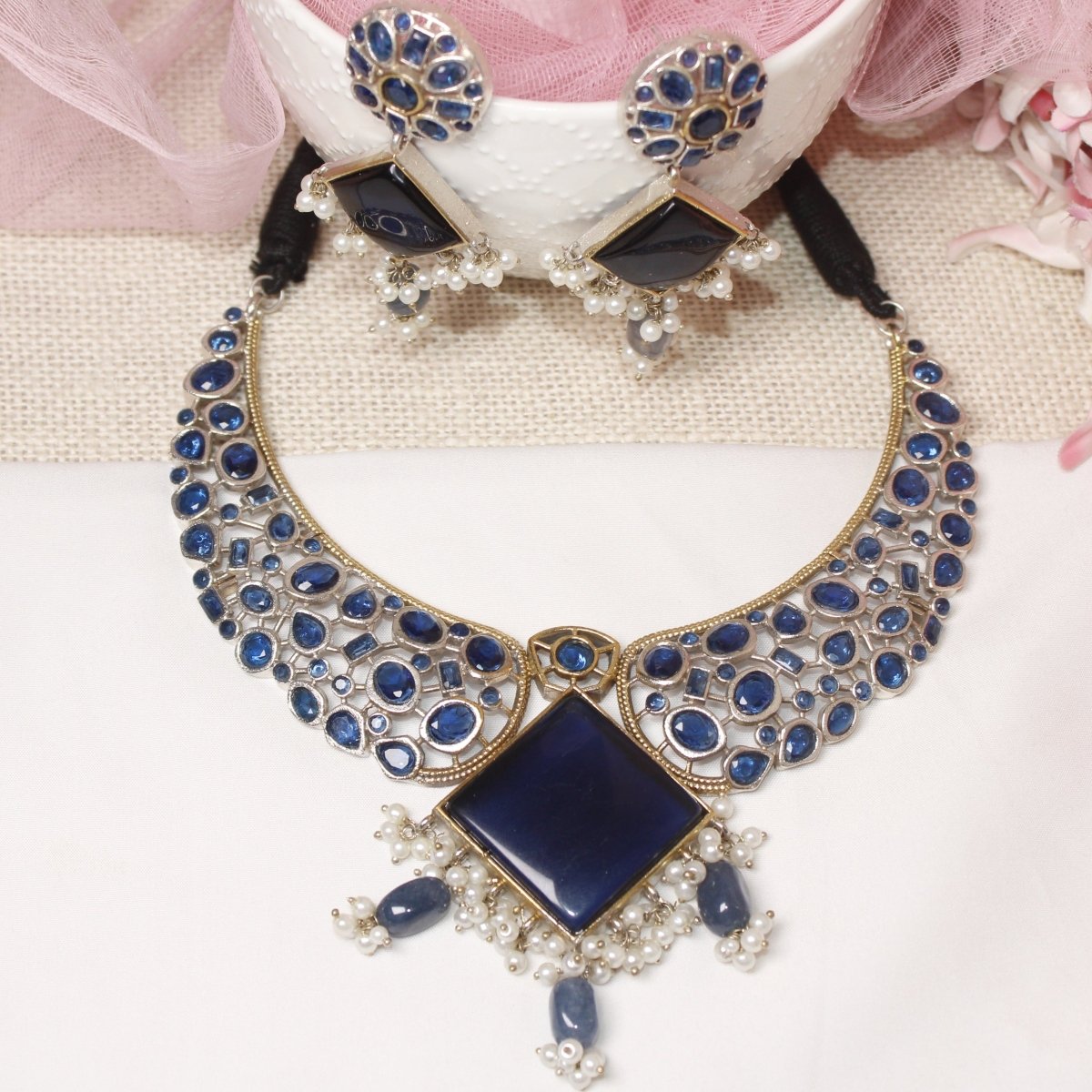 KANAK DUAL - TONE NECKLACE - BLUE - Necklaces