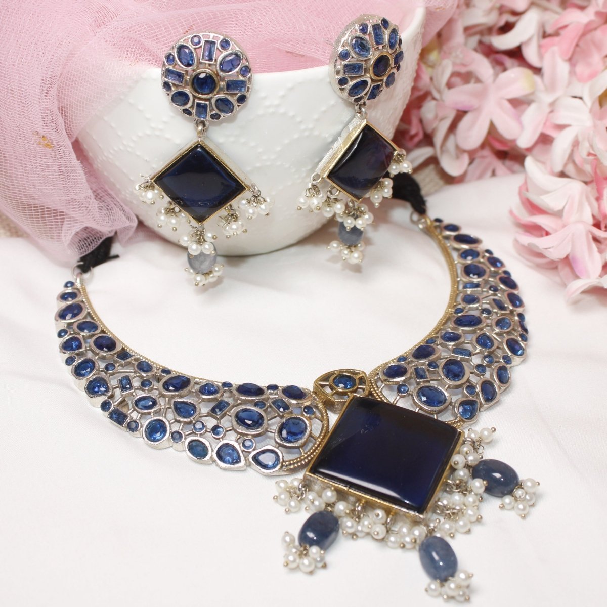 KANAK DUAL - TONE NECKLACE - BLUE - Necklaces