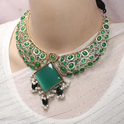 KANAK DUAL - TONE NECKLACE - GREEN - Necklaces