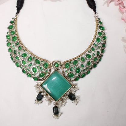 KANAK DUAL - TONE NECKLACE - GREEN - Necklaces