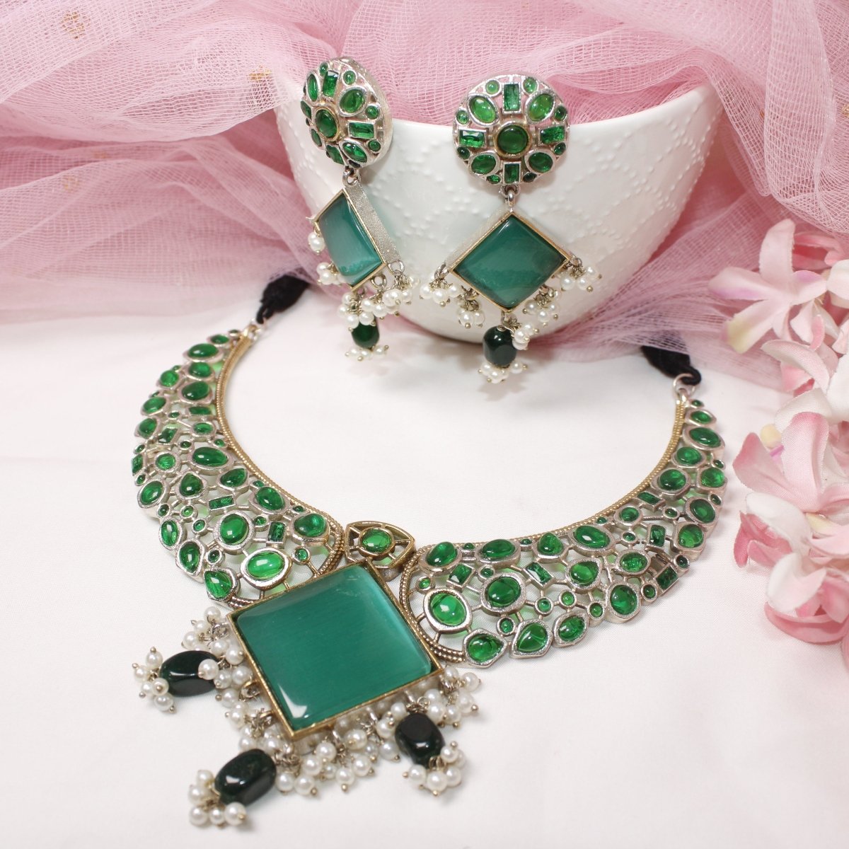 KANAK DUAL - TONE NECKLACE - GREEN - Necklaces