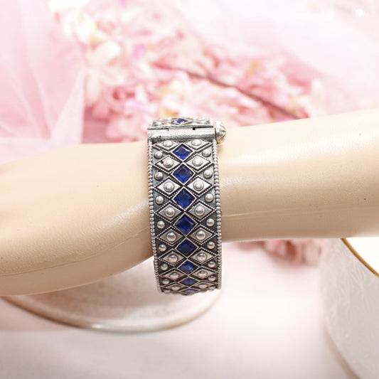 KAVERI - OXIDISED SILVER LOOK ALIKE KADA - BLUE - kada