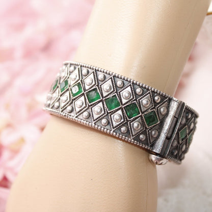 KAVERI - OXIDISED SILVER LOOK ALIKE KADA - GREEN - kada