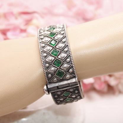 KAVERI - OXIDISED SILVER LOOK ALIKE KADA - GREEN - kada