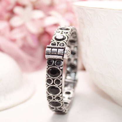 KESAR - OXIDISED SILVER LOOK ALIKE KADA - BLACK - kada