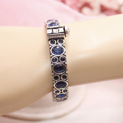 KESAR - OXIDISED SILVER LOOK ALIKE KADA - BLUE - kada