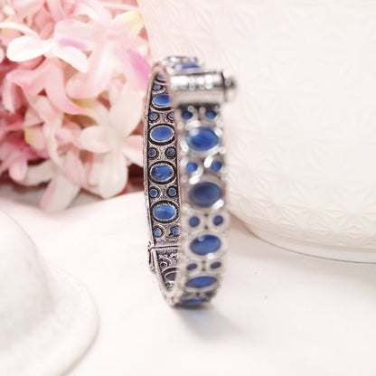 KESAR - OXIDISED SILVER LOOK ALIKE KADA - BLUE - kada