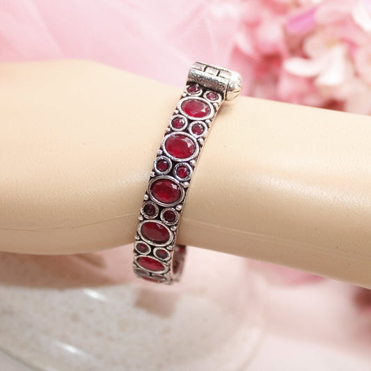 KESAR - OXIDISED SILVER LOOK ALIKE KADA - RED - kada