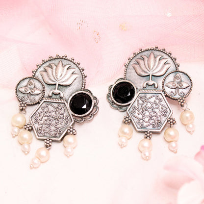 LOTUS FUSION EARRINGS-BLACK -Earrings