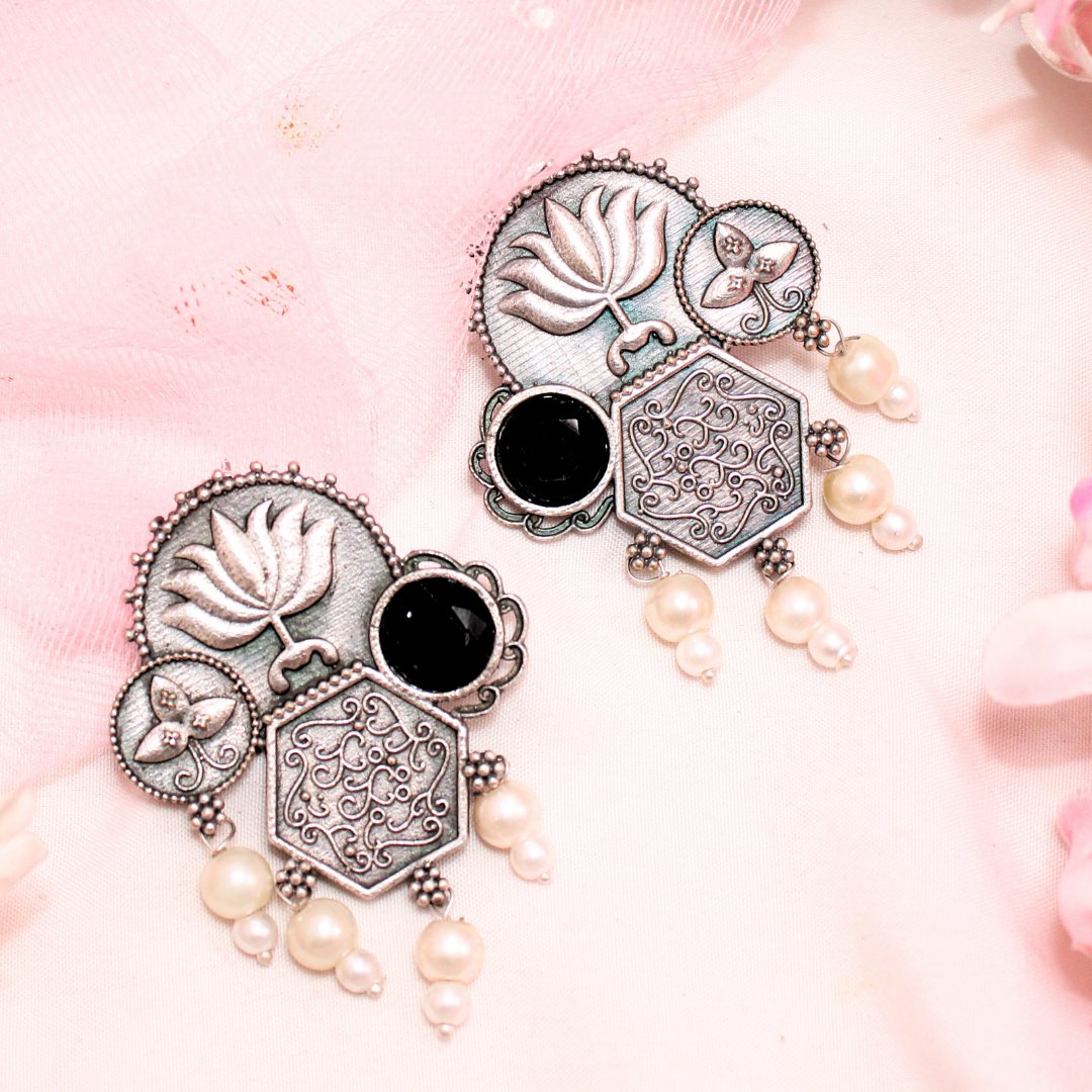 LOTUS FUSION EARRINGS-BLACK -Earrings