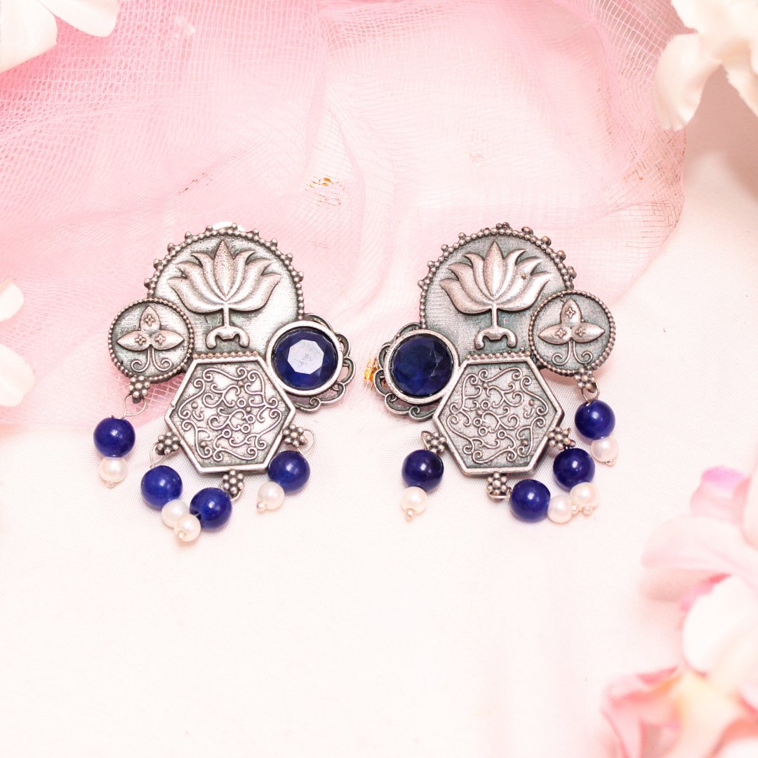 LOTUS FUSION EARRINGS-BLUE -Earrings