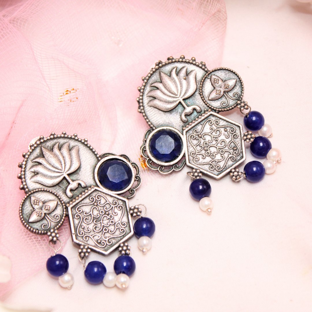 LOTUS FUSION EARRINGS-BLUE -Earrings