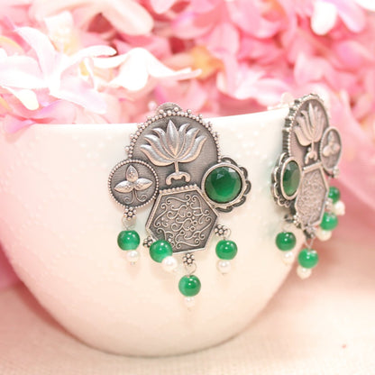 LOTUS FUSION EARRINGS-GREEN -Earrings