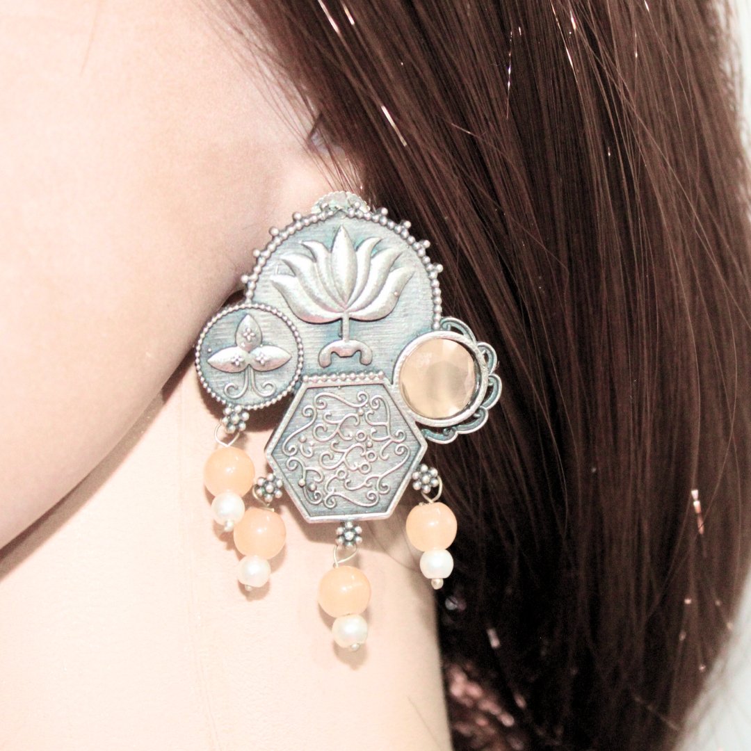 LOTUS FUSION EARRINGS-ORANGE -Earrings