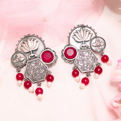 LOTUS FUSION EARRINGS-RED -Earrings