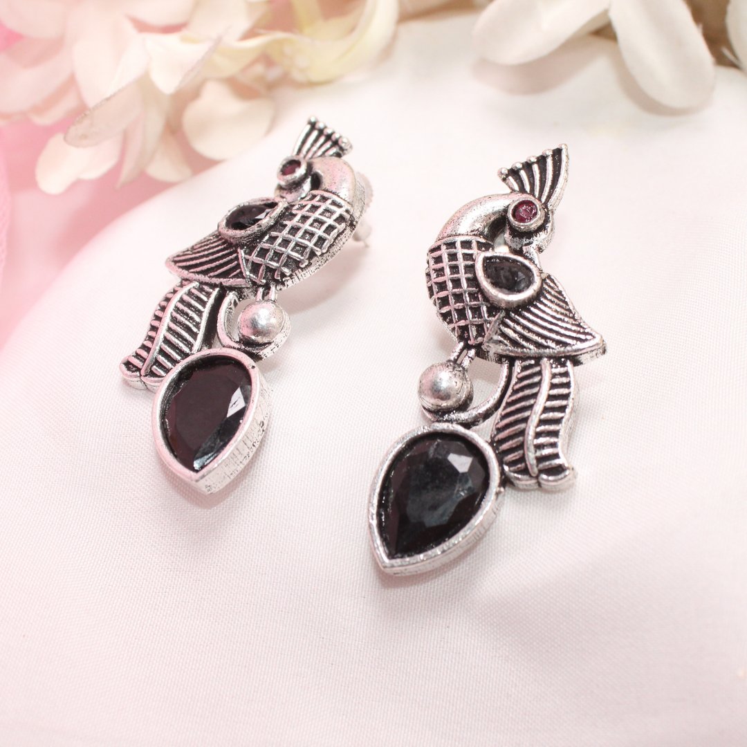 MAYUR MOH STUD-BLACK -EARRING