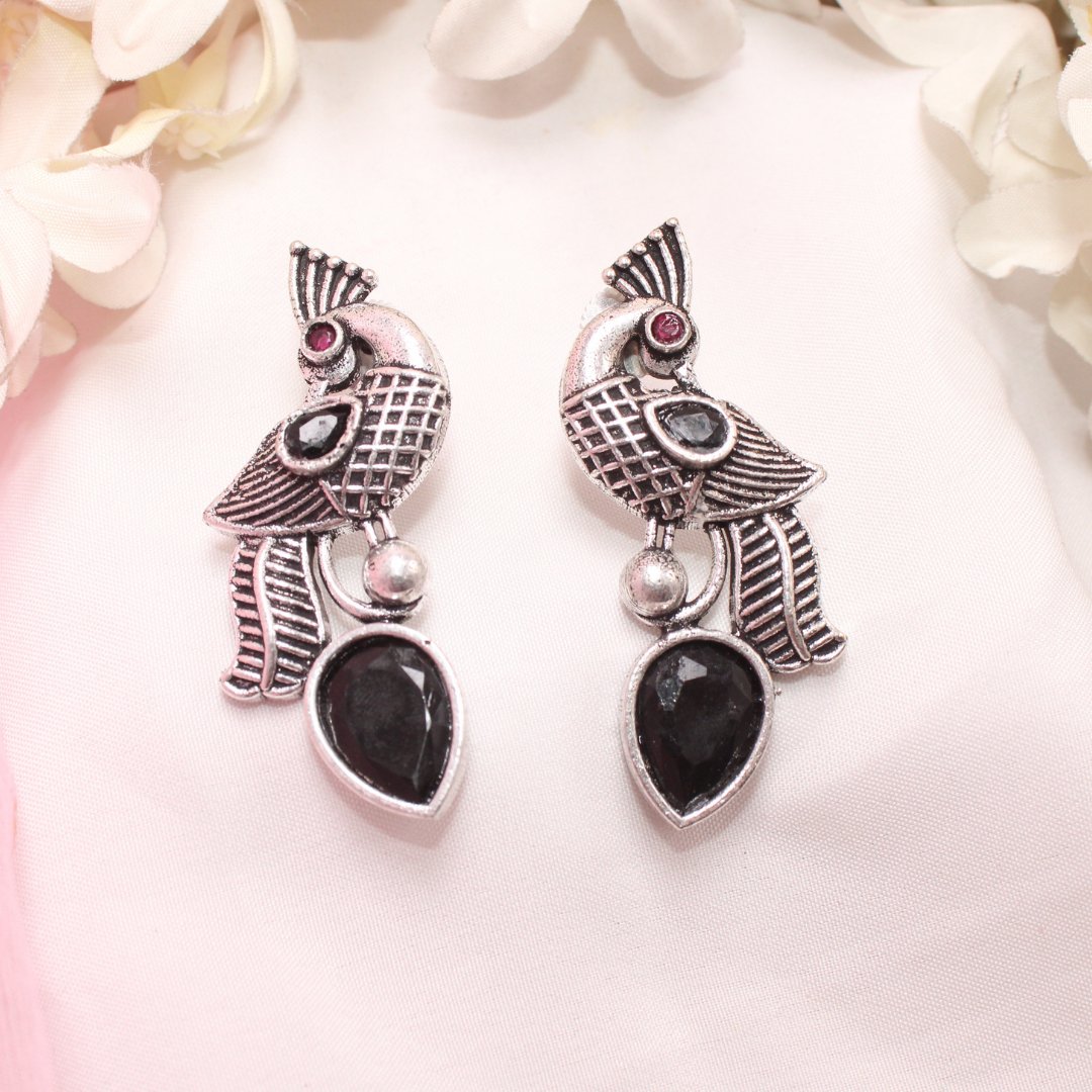 MAYUR MOH STUD-BLACK -EARRING