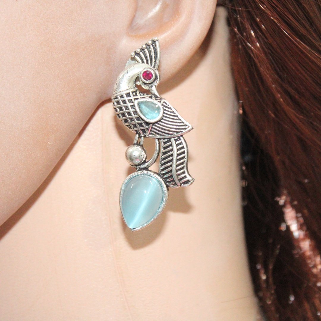 MAYUR MOH STUD-BLUE -EARRING