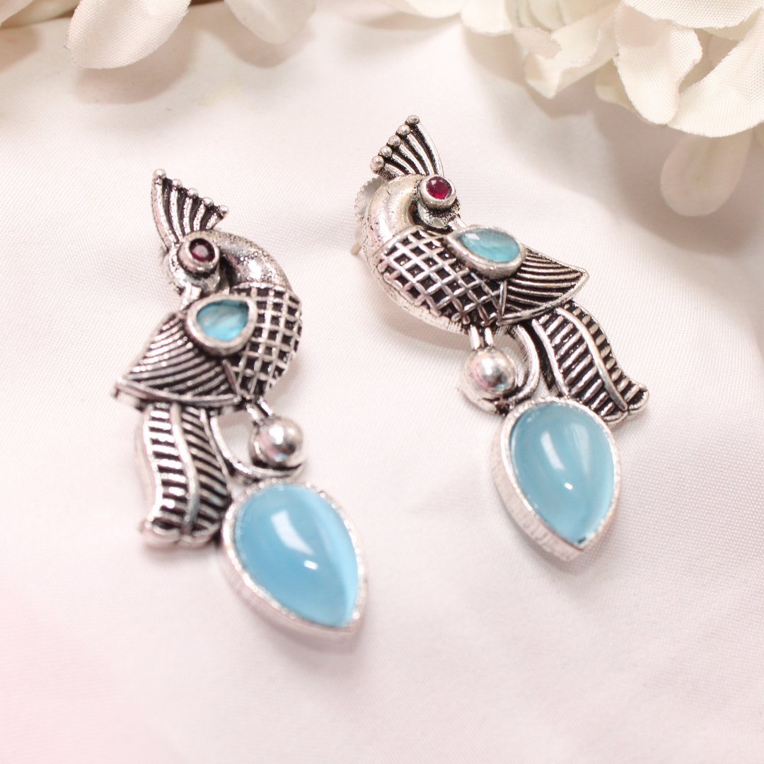 MAYUR MOH STUD-BLUE -EARRING