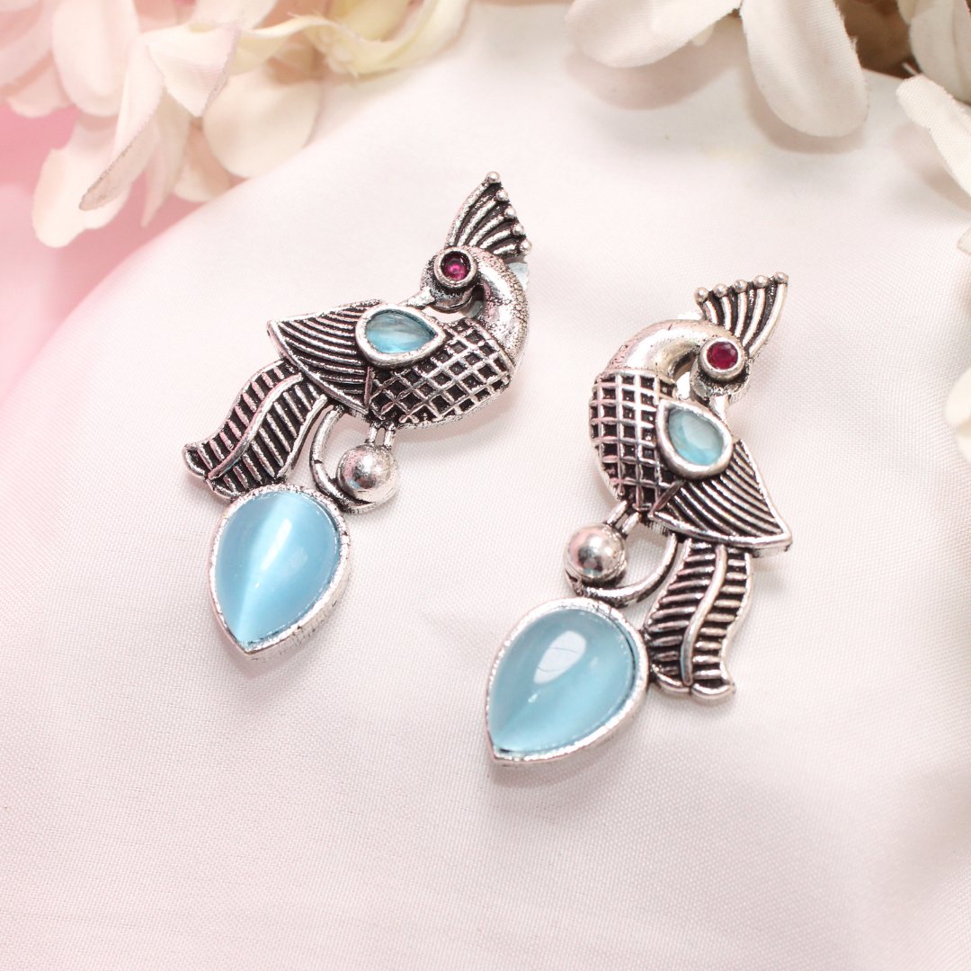 MAYUR MOH STUD-BLUE -EARRING