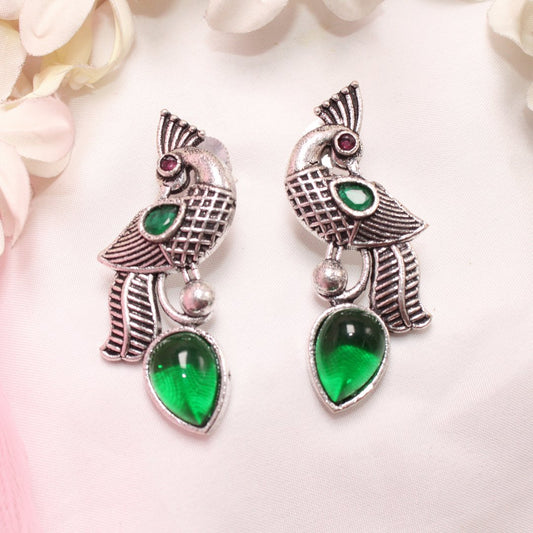 MAYUR MOH STUD-GREEN -EARRING