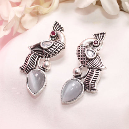 MAYUR MOH STUD-GREY -EARRING