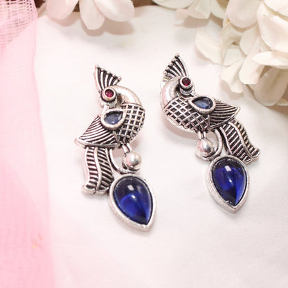 MAYUR MOH STUD-NAVY BLUE -EARRING