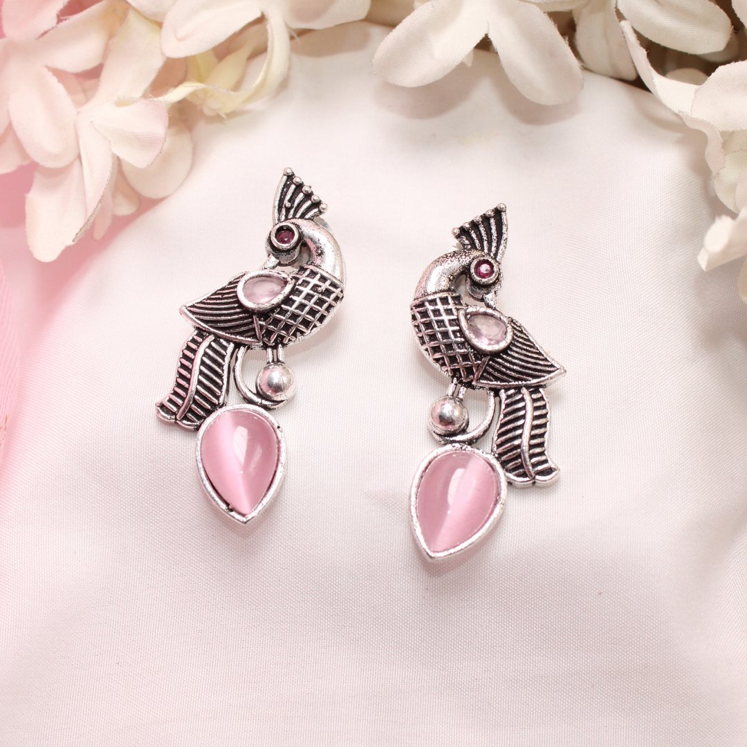 MAYUR MOH STUD-PINK -EARRING