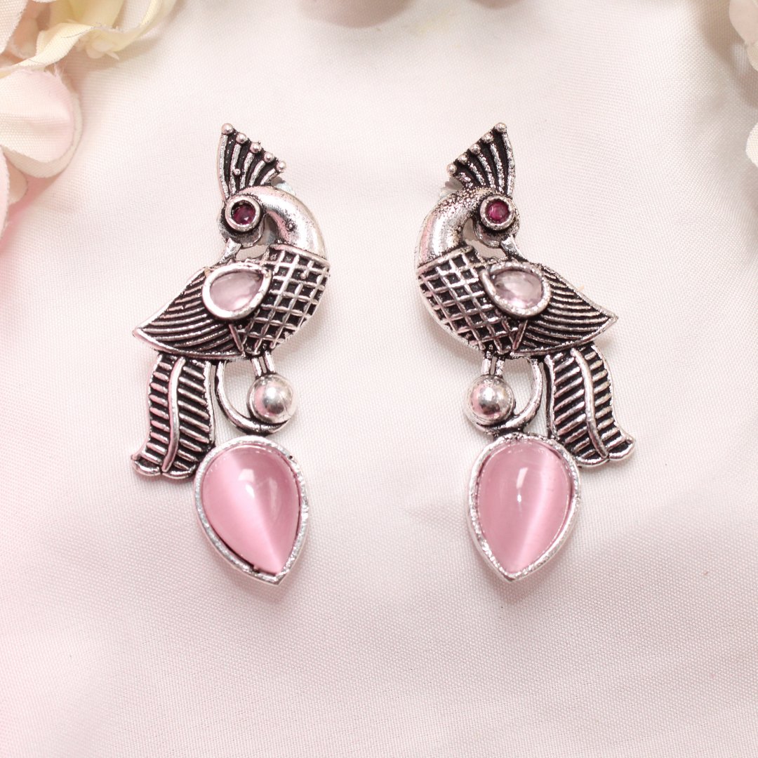 MAYUR MOH STUD-PINK -EARRING